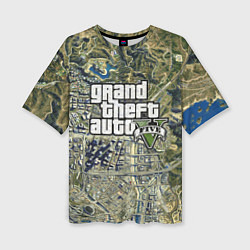 Футболка оверсайз женская GTA 5 карта, цвет: 3D-принт