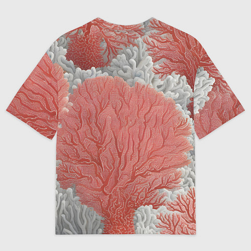 Женская футболка оверсайз Красные и белые кораллы / 3D-принт – фото 2