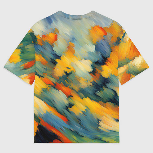 Женская футболка оверсайз Жёлтые и синие мазки / 3D-принт – фото 2