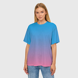Футболка оверсайз женская Небесно-розовый градиент, цвет: 3D-принт — фото 2