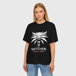 Футболка оверсайз женская The Witcher белое лого гейм, цвет: 3D-принт — фото 2