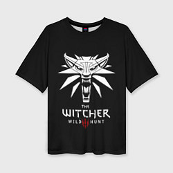 Футболка оверсайз женская The Witcher белое лого гейм, цвет: 3D-принт