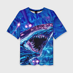 Женская футболка оверсайз Фиолетовая акула