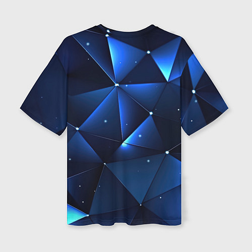 Женская футболка оверсайз Синяя геометрическая абстракция / 3D-принт – фото 2