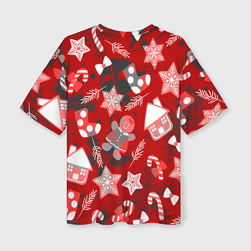 Женская футболка оверсайз Рождественские паттерны / 3D-принт – фото 2