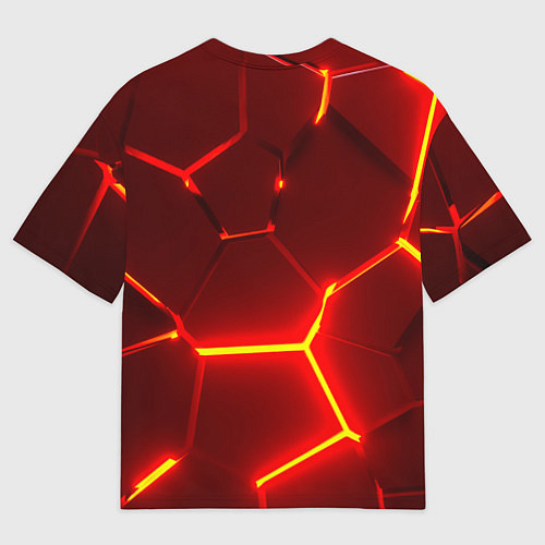 Женская футболка оверсайз GTA 6 лого на фоне разлома красных плит / 3D-принт – фото 2