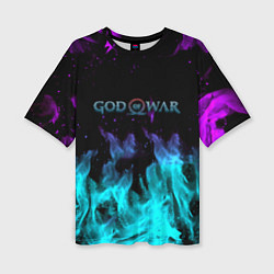 Женская футболка оверсайз God of war неоновый шторм