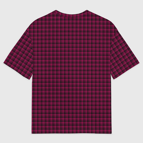 Женская футболка оверсайз Паттерн объёмные квадраты тёмно-розовый / 3D-принт – фото 2