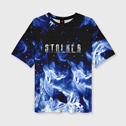 Женская футболка оверсайз Stalker огненный синий стиль