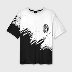 Женская футболка оверсайз Juventus black sport texture