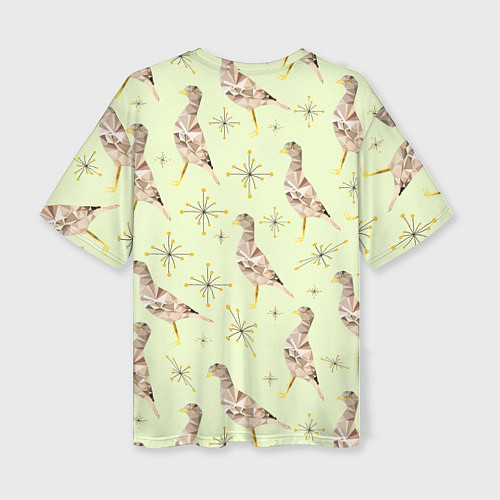 Женская футболка оверсайз Авдотка птица и снежинка / 3D-принт – фото 2