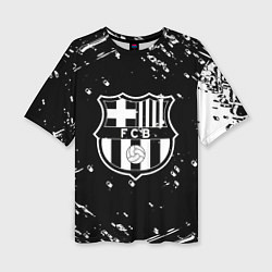 Женская футболка оверсайз Barcelona белые краски спорт