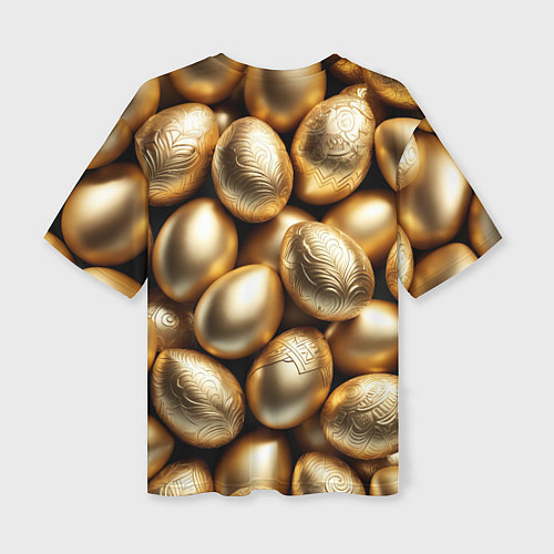 Женская футболка оверсайз Золотые Пасхальные яйца / 3D-принт – фото 2