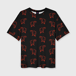 Женская футболка оверсайз Паттерн красных драконов
