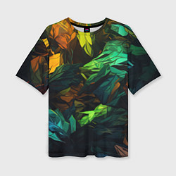 Женская футболка оверсайз Абстрактный камуфляж в кислотных абстрактных пятна
