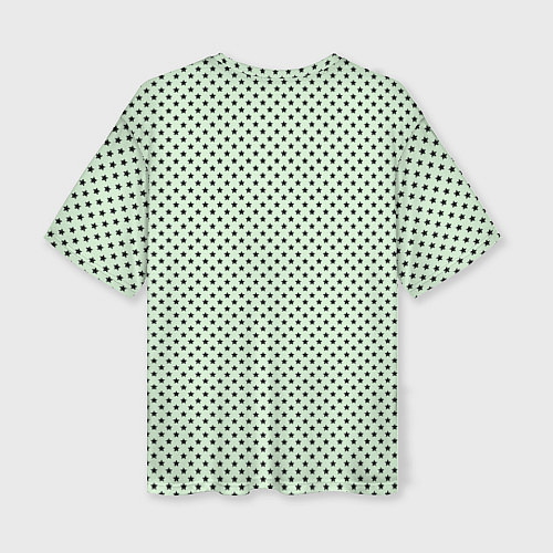 Женская футболка оверсайз Светло-салатовый паттерн маленькие звёздочки / 3D-принт – фото 2