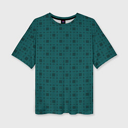 Женская футболка оверсайз Зелёный квадраты паттерн