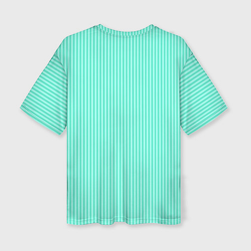 Женская футболка оверсайз Мятный тонкие полосы / 3D-принт – фото 2