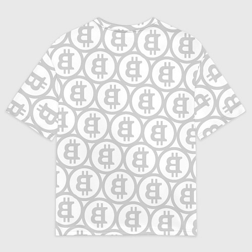 Женская футболка оверсайз Биткоин патерн на белом фоне / 3D-принт – фото 2