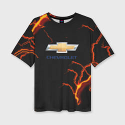 Футболка оверсайз женская Chevrolet лого шторм, цвет: 3D-принт