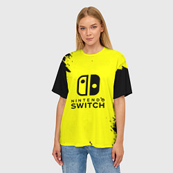 Футболка оверсайз женская Nintendo switch краски на жёлтом, цвет: 3D-принт — фото 2