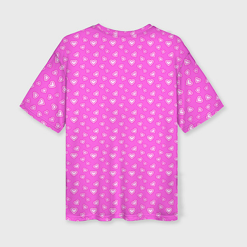 Женская футболка оверсайз Розовый маленькие сердечки / 3D-принт – фото 2