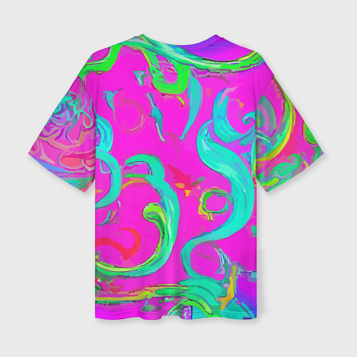 Женская футболка оверсайз Abstract floral pattern - aloha / 3D-принт – фото 2