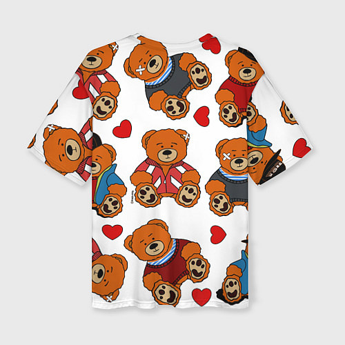 Женская футболка оверсайз Мишки с сердцами - персонажи из Слово пацана / 3D-принт – фото 2