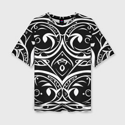 Женская футболка оверсайз Белое на чёрном