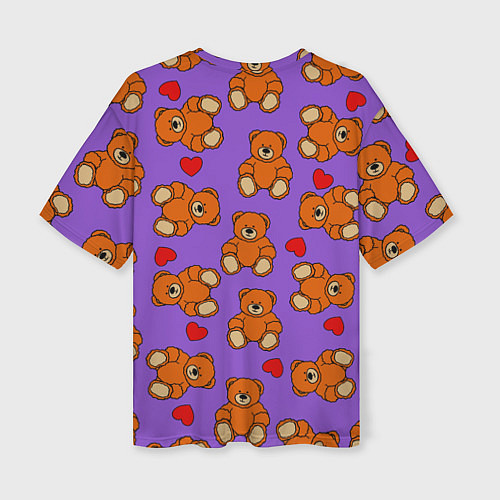 Женская футболка оверсайз Игрушечные мишки и сердца / 3D-принт – фото 2