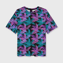 Женская футболка оверсайз Тропические пальмовые листья