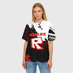 Футболка оверсайз женская Roblox logo краски мобайл гейм, цвет: 3D-принт — фото 2