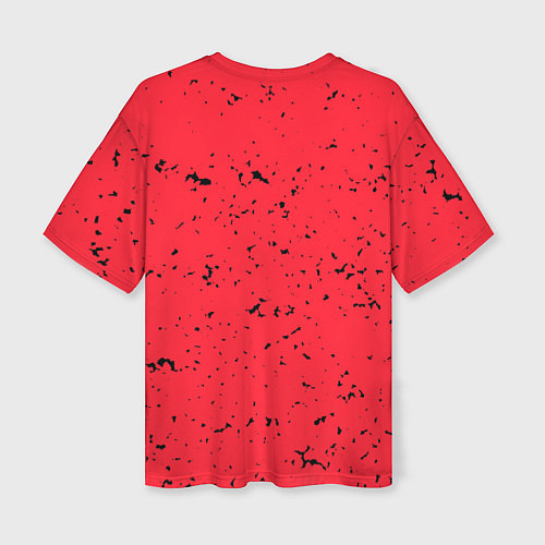 Женская футболка оверсайз Насыщенный коралловый с чёрными вкраплениями / 3D-принт – фото 2