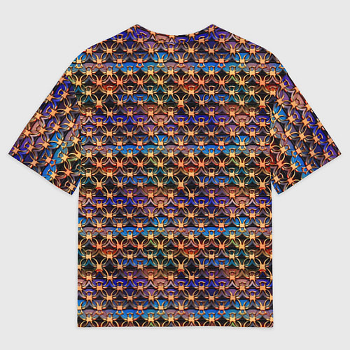 Женская футболка оверсайз Разноцветный паттерн с золотыми значками / 3D-принт – фото 2