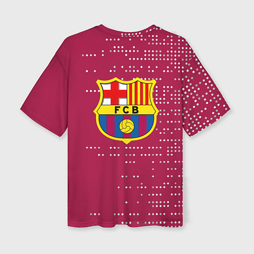 Женская футболка оверсайз Футбольный клуб Барселона - бордовый / 3D-принт – фото 2