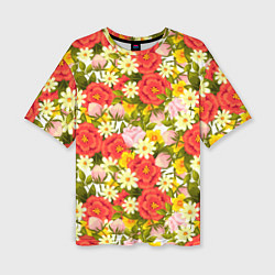 Женская футболка оверсайз Луговые цветы