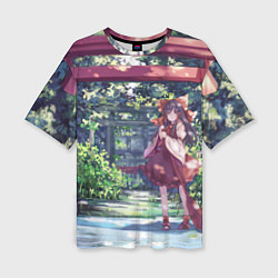 Футболка оверсайз женская Touhou Project Рейму возле тории, цвет: 3D-принт