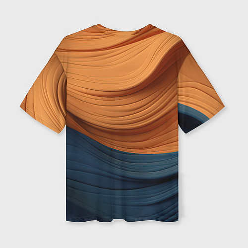 Женская футболка оверсайз Оранжевая и синяя абстракция / 3D-принт – фото 2