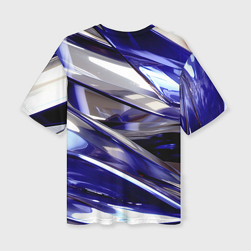 Женская футболка оверсайз Синие и белые полосы абстракции / 3D-принт – фото 2