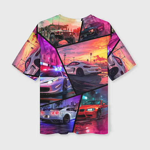 Женская футболка оверсайз GTA style cars / 3D-принт – фото 2