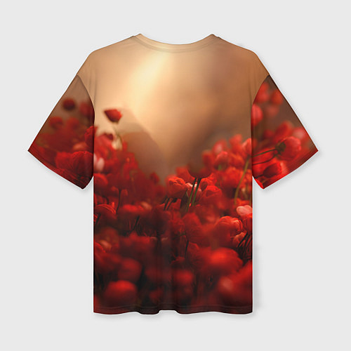 Женская футболка оверсайз Влюбленный кролик в розах / 3D-принт – фото 2