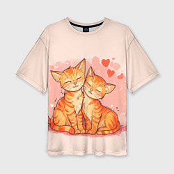 Женская футболка оверсайз Влюбленные рыжики котики 14 февраля