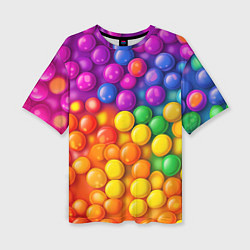 Женская футболка оверсайз Разноцветные шарики