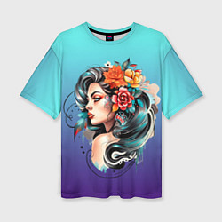 Женская футболка оверсайз Цветы и буйство красок