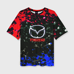 Женская футболка оверсайз Mazda краски абстракция спорт