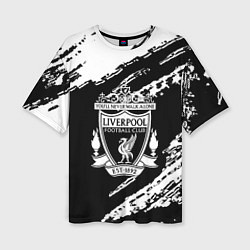 Женская футболка оверсайз Liverpool белые краски текстура