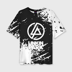 Женская футболка оверсайз Linkin park logo краски текстура
