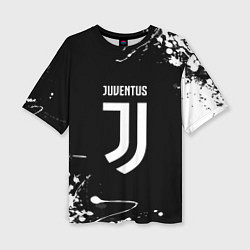 Футболка оверсайз женская Juventus краски белые, цвет: 3D-принт