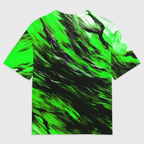 Женская футболка оверсайз Чёрная и зелёная буря / 3D-принт – фото 2