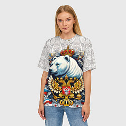 Футболка оверсайз женская Белый медведь с короной, цвет: 3D-принт — фото 2